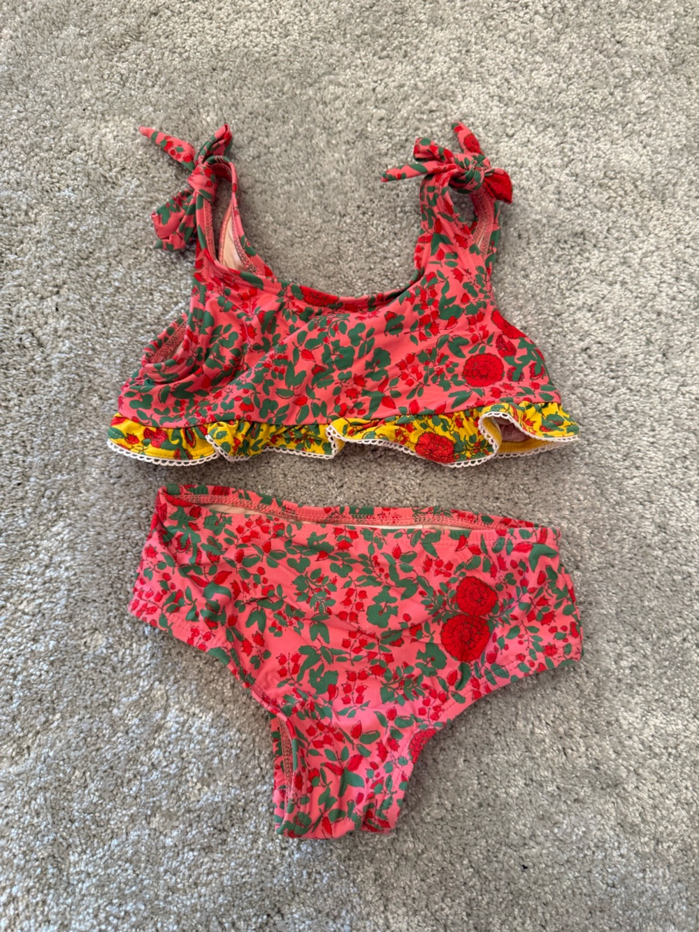 Roller Rabbit Floral Bikini Set 12-18M | Ruffle Trim Swim Set